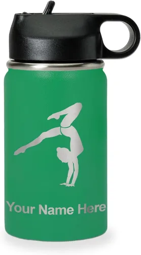 Vista 63 de LaserGram Botella de agua personalizada, soporte de mano de gimnasta, acero inoxidable de doble pared aislada al vacío con popote superior, regalo