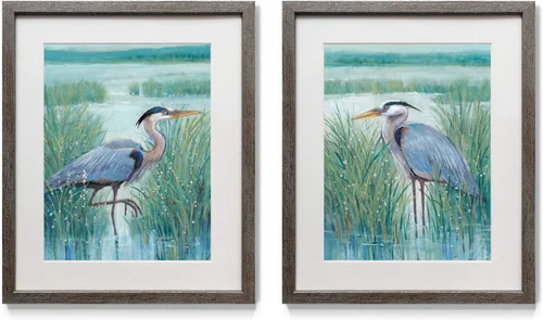 Vista 25 de Renditions Gallery Antique Coral in Navy (1) 2 Piece Framed Artwork Set, Underwater Ocean Themed Pair, Blue, Modern Distressed Silver Frame, White