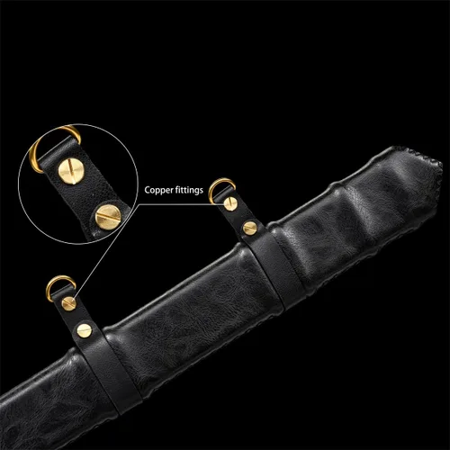 Vista 4 de Espada larga cruzada hecha a mano de 49 pulgadas con doble mano, remache de acero de resorte, hoja completa, espada de estilo medieval real