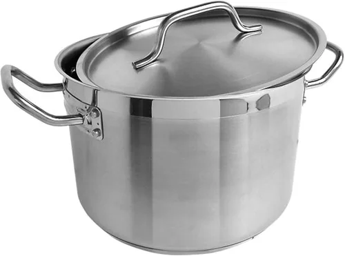 Vista 3 de TrueCraftware - Olla de acero inoxidable de 8 cuartos con tapa - Olla grande de inducción resistente, utensilios de cocina para cocinar a fuego