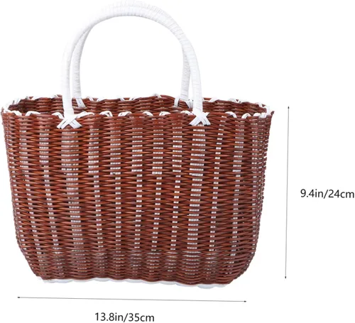 Vista 3 de Cabilock Cesta de plástico para mujer, bolsa de playa para mujer, 1 unidad, organizador de tejido, bolsa de compras, compras para comestibles