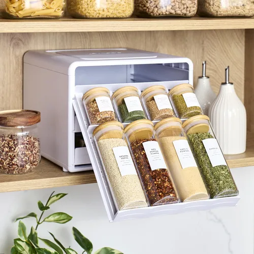 Vista 9 de YouCopia SpiceStack® - Organizador ajustable para especias, 24 botellas de condimentos y especias para armario de cocina y organización de despensa