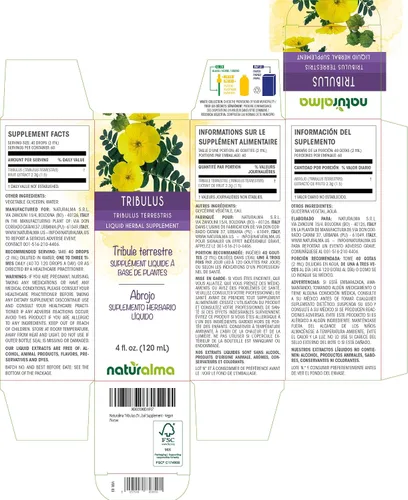 Vista 2 de Naturalma Tribulus (Tribulus terrestris) Tintura de frutas sin alcohol - Extracto líquido en gotas de 4 onzas líquidas - Suplemento de hierbas
