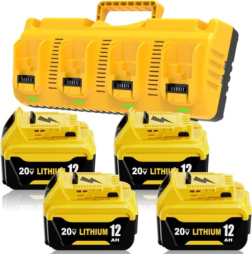 Vista 9 de 2 Pack 12000mAh Replacement for Dewalt 20V MAX Battery Lithium ion and DCB102 Charger Combo Compatible with 20V Battery Lithium DCB207 DCB206 DCB204