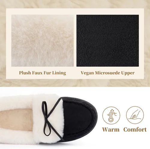 Vista 4 de RockDove Pantuflas tipo mocasín de microgamuza con forro de piel sintética para mujer