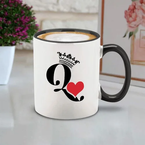 Vista 6 de shop4ever® King & Queen of Hearts - Juego de 2 tazas de café de cerámica para parejas, taza de té de 11 onzas, regalo para él y ella (mango negro)