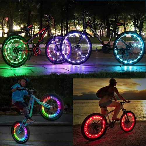Vista 4 de dobestyou - Luz LED para rueda de bicicleta, luz para rueda de bicicleta para ciclismo nocturno, impermeable IP65, iluminación de 3 modos, fácil