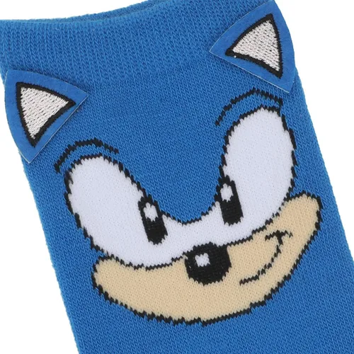 Vista 4 de Bioworld Sonic The Hedgehog Sonic Face con orejas 3D, 2 pares de calcetines juveniles, Multi colorido