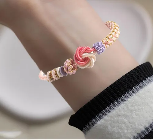 Vista 5 de Pulsera de nudo de cereza con texto en inglés «To My Granddaughter A Link That Can Never Be Undone», pulsera para nieta de la abuela, ajustable