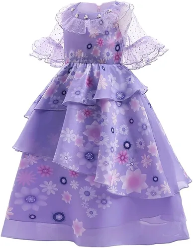 Vista 3 de POPSAME Encanto Mirabel - Disfraz de princesa para niñas disfraz de Isabela para Halloween cosplay