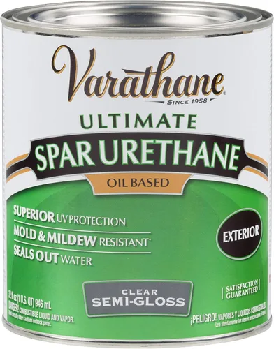 Vista 2 de Varathane 242183H Classic Clear Oil Based Outdoor Spar 275 Voc Uretano, cuarto de galón, acabado satinado
