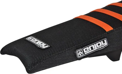Vista 2 de Enjoy Mfg Funda de asiento compatible con KTM 2016-2018 SX/SXF - All Black/Orange Ribs #143
