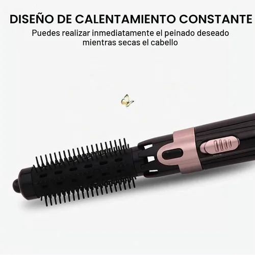 Vista 9 de Juego de cepillos de aire caliente 4 en 1, rizador con cabezales de cepillo reemplazables, rizado automático para salón o viajes