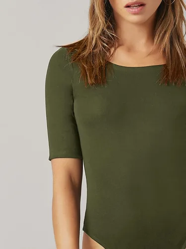 Vista 3 de SheIn Body básico de manga corta con cuello redondo para mujer