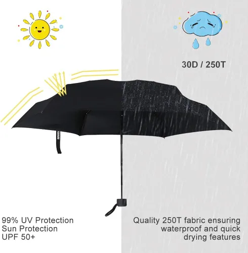 Vista 6 de Yoobure Small Mini Umbrella with Case Light Compact Design Perfect for Travel Lightweight Portable Parasol Outdoor SunRain Umbrellas