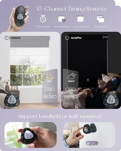 Vista 5 de Graywind Persianas dobles motorizadas para ventanas, persianas dobles inteligentes opacas y filtrantes de luz, persianas motorizadas con control