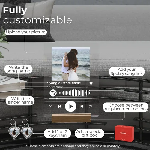 Vista 2 de EGD Placa acrílica personalizada de Spotify para regalos para esposa Placa acrílica Spotify con luces LED Regalo original para él o ella