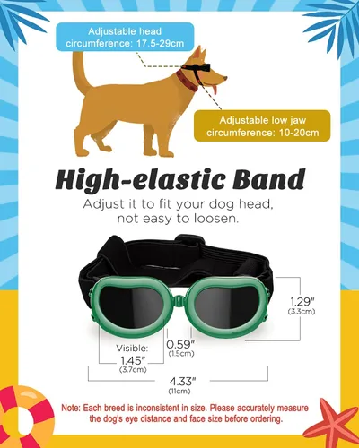 Vista 3 de Lewondr Gafas de sol para perros de raza pequeña - Gafas con protección UV y correa ajustable, resistentes al viento, anti-vaho para perros
