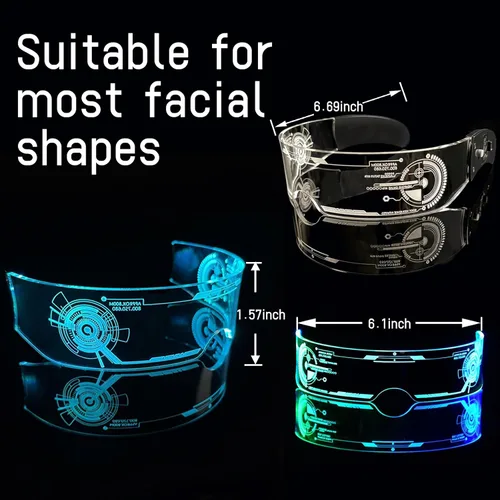 Vista 2 de FWhanhan Cyberpunk - 2 pares de anteojos de visera LED, gafas futuristas de cosplay con 7 colores y 4 modos, para festivales, fiestas y clubes