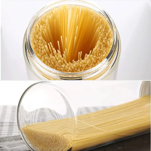 Vista 4 de 3 tarros de plástico transparente para almacenamiento de alimentos con tapa, recipientes de plástico para pasta de espaguetis con tapas de rosca