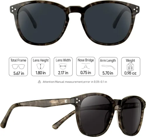 Vista 5 de Gafas de sol polarizadas para mujer con protección UV para mujer, a la moda, grandes sombras con marco de acetato BC2110