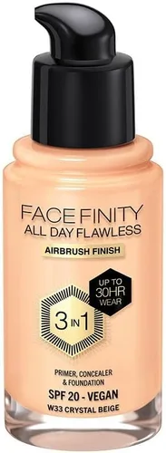 Vista 14 de Max Factor Facefinity 3 en 1 base de maquillaje líquida todo el día sin imperfecciones, SPF 20-32 Beige claro, 30 ml