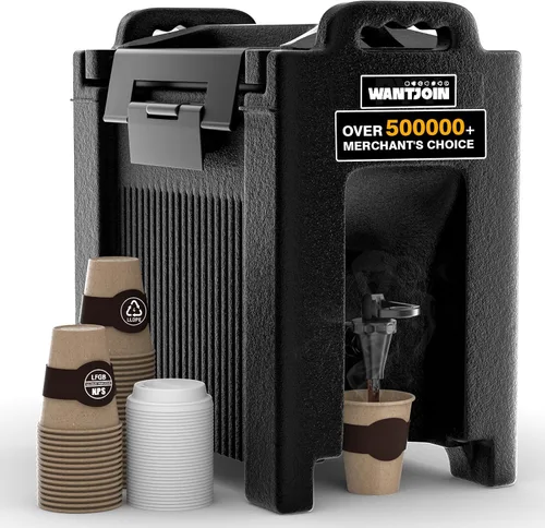 Vista 8 de WantJoin Dispensador aislado de bebidas de 5 galones, recipiente para bebidas frías y calientes con asas, contenedor térmico comercial