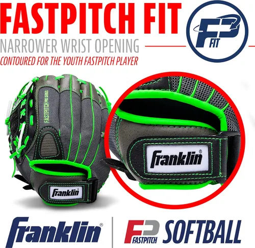 Vista 3 de Franklin Sports Fastpitch Softball Gloves - Windmill Adult + Youth Fielding Gloves - 11" or 12" - Pink + Green