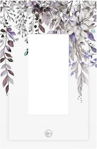 Vista 108 de Cubierta de tomacorriente eléctrico dúplex individual estilo campestre con diseño floral de flores y pájaros en blanco y negro, placa de pared de 1