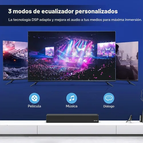 Vista 3 de Barra de sonido, BESTISAN Barra de sonido de 50 vatios con HDMI, óptico, AUX, USB, salida de subgraves y conexión Bluetooth, DSP, bajo ajustable, 16