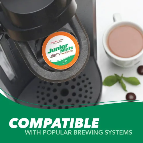Vista 6 de Junior Mints - Cápsulas de cacao caliente, sabor a menta y chocolate, compatibles con cafeteras Keurig K-Cup, 12 unidades, refrescante sabor menta