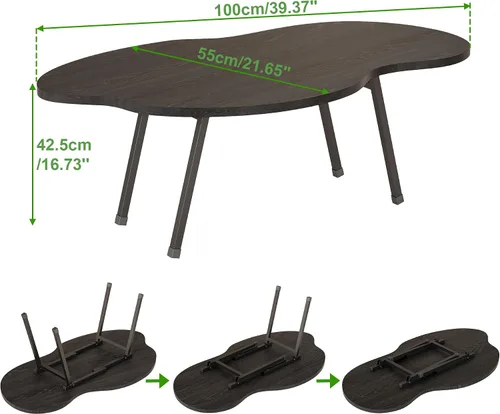 Vista 3 de Mesa de centro plegable, mesa de centro moderna de mediados de siglo, mesa de sala de estar, mesa central irregular en forma de nube, mesa plegable