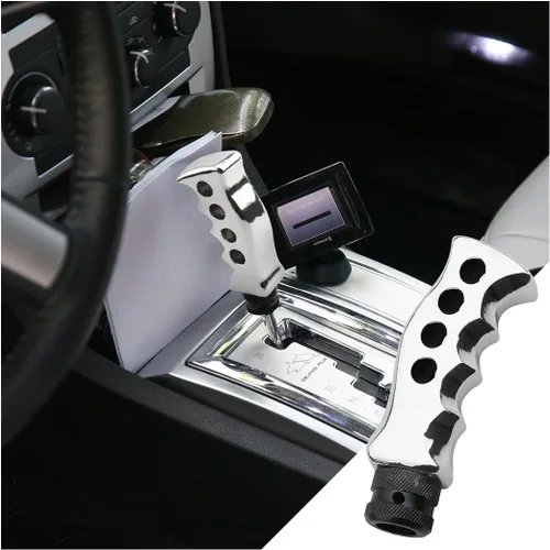 Vista 7 de Pomo de palanca de cambios para automóvil, agarre de transmisión manual y automática con mango tipo cuchillo con tornillos adaptadores y llave Negro