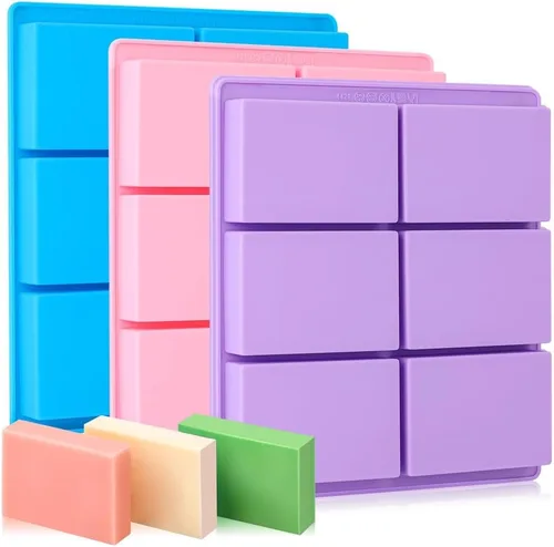 Vista 22 de SJ - 2 moldes de silicona para jabón en barra de masaje para hacer jabones, hechos a mano, antiadherentes y sin BPA (azul y verde menta)
