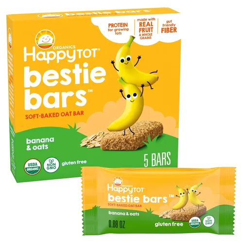 Vista 8 de HAPPYTOT Organics Barras de Avena Horneadas Suaves con Fibra y Proteína Snack para Niños Pequeños Manzana y Espinaca, Barras de 0.88 Onzas, Caja