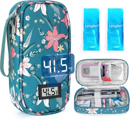 Vista 9 de YOUSHARES Estuche de viaje para enfriador de insulina, aprobado por la TSA para medicamentos diabéticos, bolsa de enfriamiento con pantalla