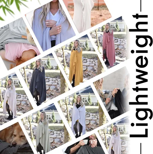 Vista 22 de K E L O R Luxury Cooling Travel Blanket - Stretchy, Lightweight Soft & Breathable Shawl Wraps for Women