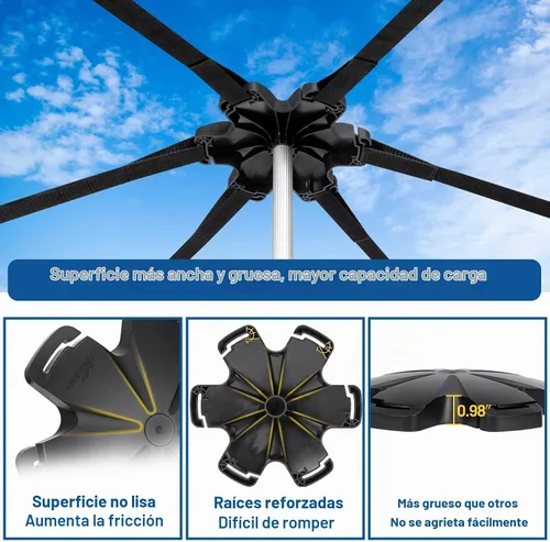 Vista 6 de Affordura - Poste de soporte para cubierta de barco extra alto con base de trípode de metal y parte superior hexagonal, postes ajustables de 27-71