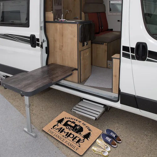 Vista 7 de Alfombras de camping con nombre personalizado, bienvenido a nuestra caravana, alfombrillas para exteriores, antideslizantes, coloridas, alfombra