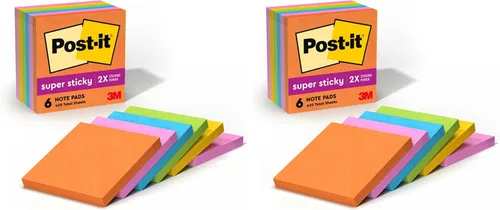 Vista 10 de Post-it Notas súper adhesivas, 3 x 3 pulgadas, 6 blocs, 2 veces el poder de adherencia, colección Energy Boost, colores brillantes