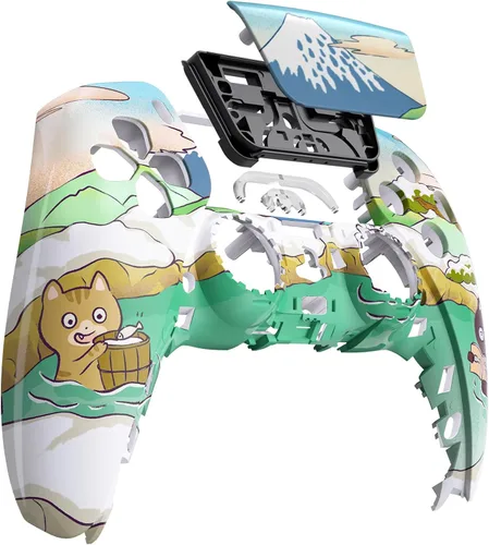 Vista 4 de eXtremeRate Hot Spring Kitties Touchpad Front Top Shell Compatible with ps5 Controller BDM-010 020 030 040 050, DIY Replacement Shell Custom Touch