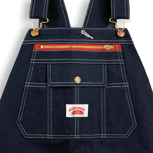 Vista 3 de Round House #980 Utility Zipper-Bib Blue Denim Overalls