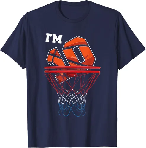 Vista 51 de Camiseta de regalo de cumpleaños con red de baloncesto de 10 años, Negro