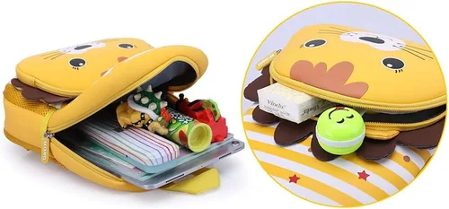 Vista 7 de Mochila impermeable para niños de 2 a 5 años para el jardín de niños mochila 3D de lindos dibujos animados de neopreno mochila de animales para niños