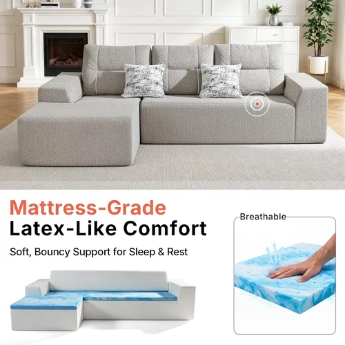 Vista 11 de MCombo Sofás modulares sin hueso de 105 pulgadas para sala de estar, sofá cama modular modular convertible, sofá cama con cojín similar al látex