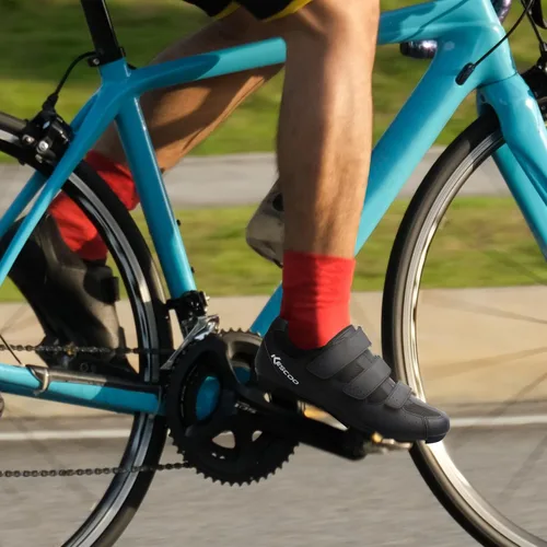 Vista 6 de Zapatos de ciclismo para hombre y mujer con tacos amarillos de 6 grados compatibles con Shimano SH-11 SPD-SL tacos de bicicleta para interiores