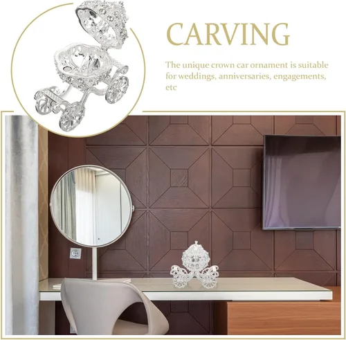 Vista 6 de IMIKEYA Caja de joyería de plata con diamantes de imitación caja de joyería de cristal con diseño de calabaza, caja de regalo de joyería decorativa