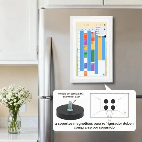 Vista 4 de Pantalla inteligente de 15.6" con Google Calendar, Google Play, sin suscripción, color blanco Madera blanca de 15.6 pulgadas