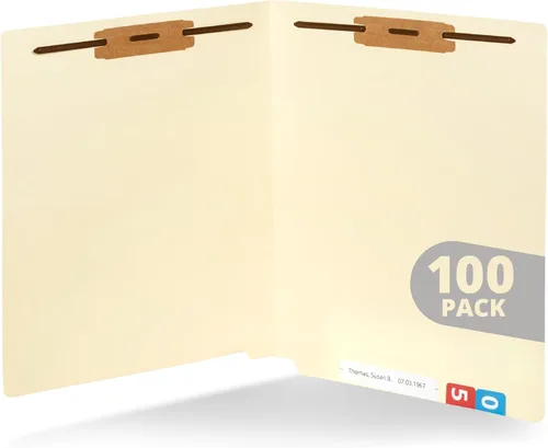 Vista 8 de Blue Summit Supplies 100 End Tab Fastener File Folders, Blue Reinforced End Tab, Letter Size, 11pt, 2 Prong Bonded Fasteners, for Medical Files