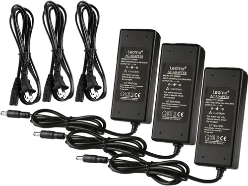 Vista 6 de LEDMO Fuente de alimentación, transformadores, adaptador LED, 12V 5A 60 vatios Max AC 100-240V a DC 12V controlador LED para luces de tira LED